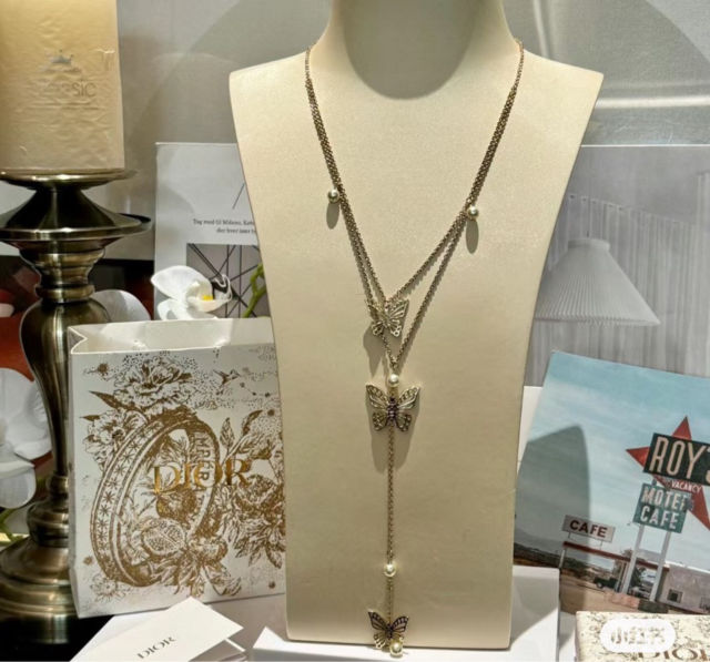 디올 이중 레이어 롱 네크리스 스웨터 체인