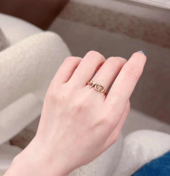 디올 빈티지 핑크 다이아몬드 하트 반지