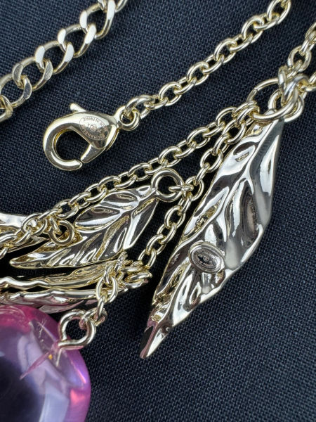 샤넬 핑크 피치 태슬 목걸이