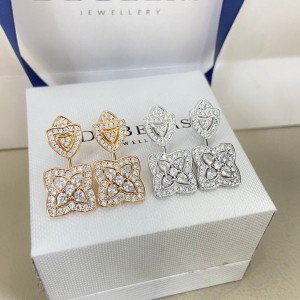 드비어스 다이아몬드 장식 연꽃 시리즈 귀걸이(2color)