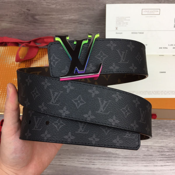 루이비통 LV 이니셜 리버서블 벨트 모노그램 이클립스 타이가 레인보우 벨트 40mm