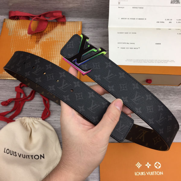 루이비통 LV 이니셜 리버서블 벨트 모노그램 이클립스 타이가 레인보우 벨트 40mm
