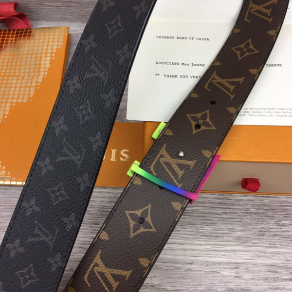 루이비통 LV 이니셜 리버서블 벨트 모노그램 이클립스 타이가 레인보우 벨트 40mm