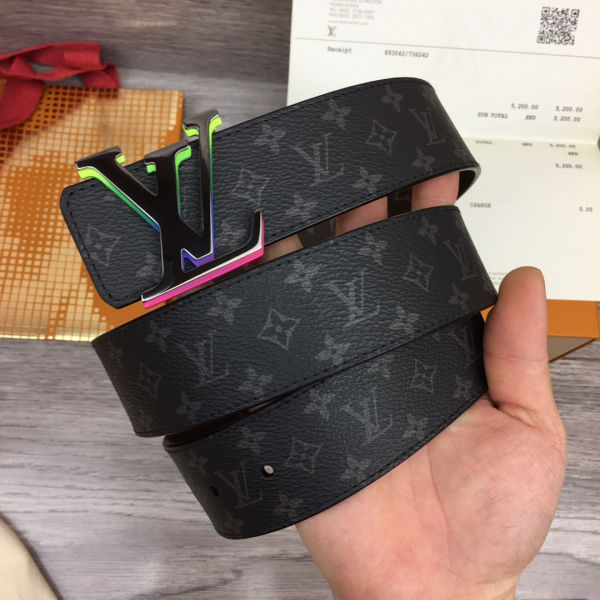 루이비통 LV 이니셜 리버서블 벨트 모노그램 이클립스 타이가 레인보우 벨트 40mm