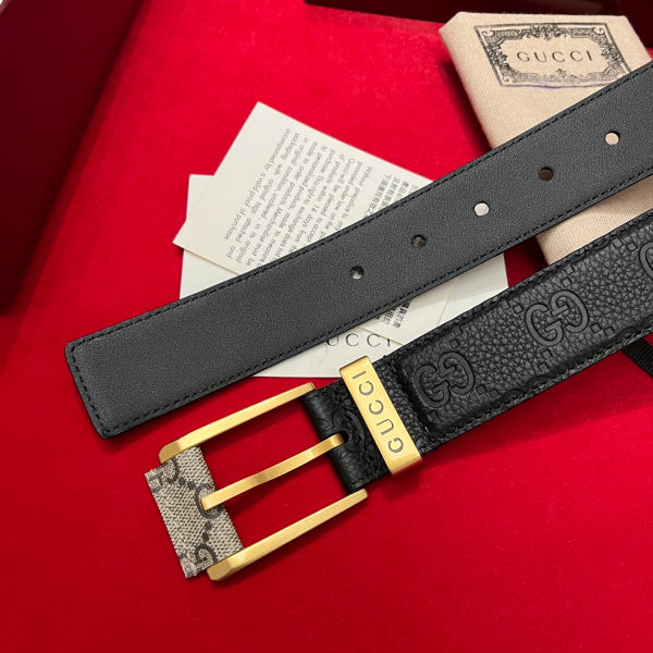 구찌 GG 엠보스 그레인 가죽 핀 버클 벨트 3.5cm(2color)