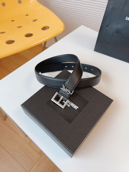 입생로랑 스퀘어 버클 모노그램 민무늬 벨트 3.0cm(2color)