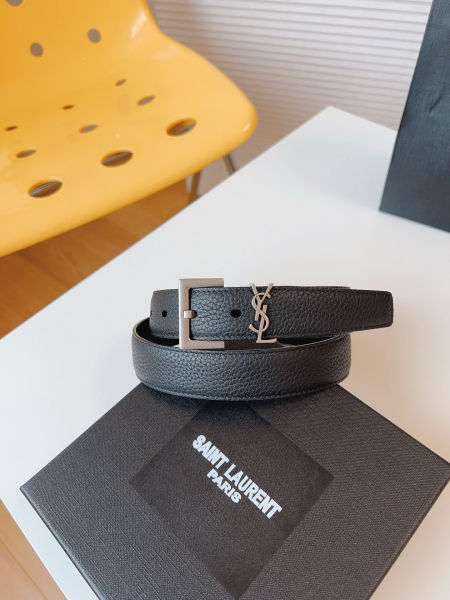 입생로랑 스퀘어 버클 모노그램 가죽 벨트 3.0cm(2color)