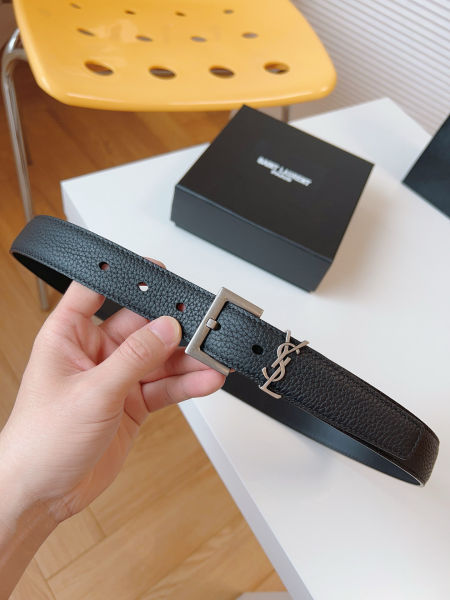 입생로랑 스퀘어 버클 모노그램 가죽 벨트 3.0cm(2color)