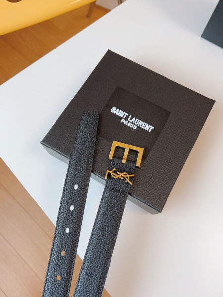 입생로랑 스퀘어 버클 모노그램 가죽 벨트 3.0cm(2color)