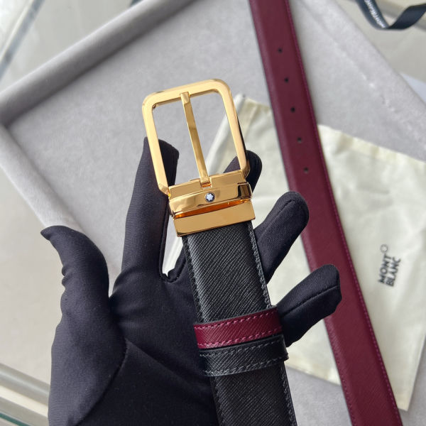 몽블랑 직사각형 레더벨트 3.5cm W756150