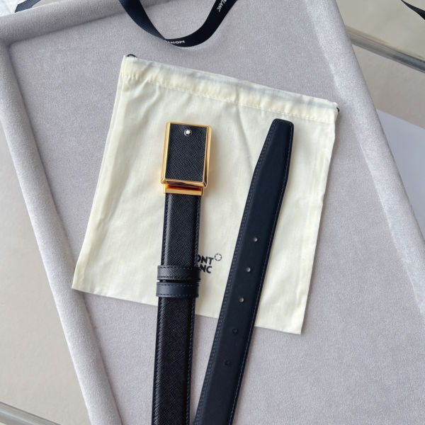 몽블랑 사각 스틸 클래식 레더벨트3.0cm W768150