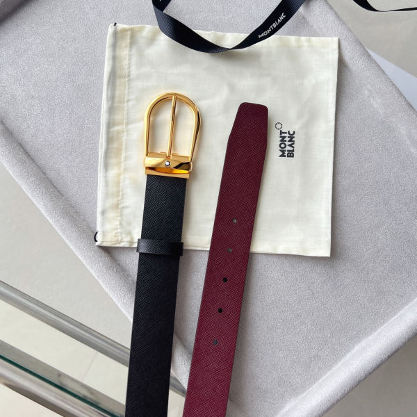 몽블랑 말발굽버클 가죽 벨트 3.5cm W868150