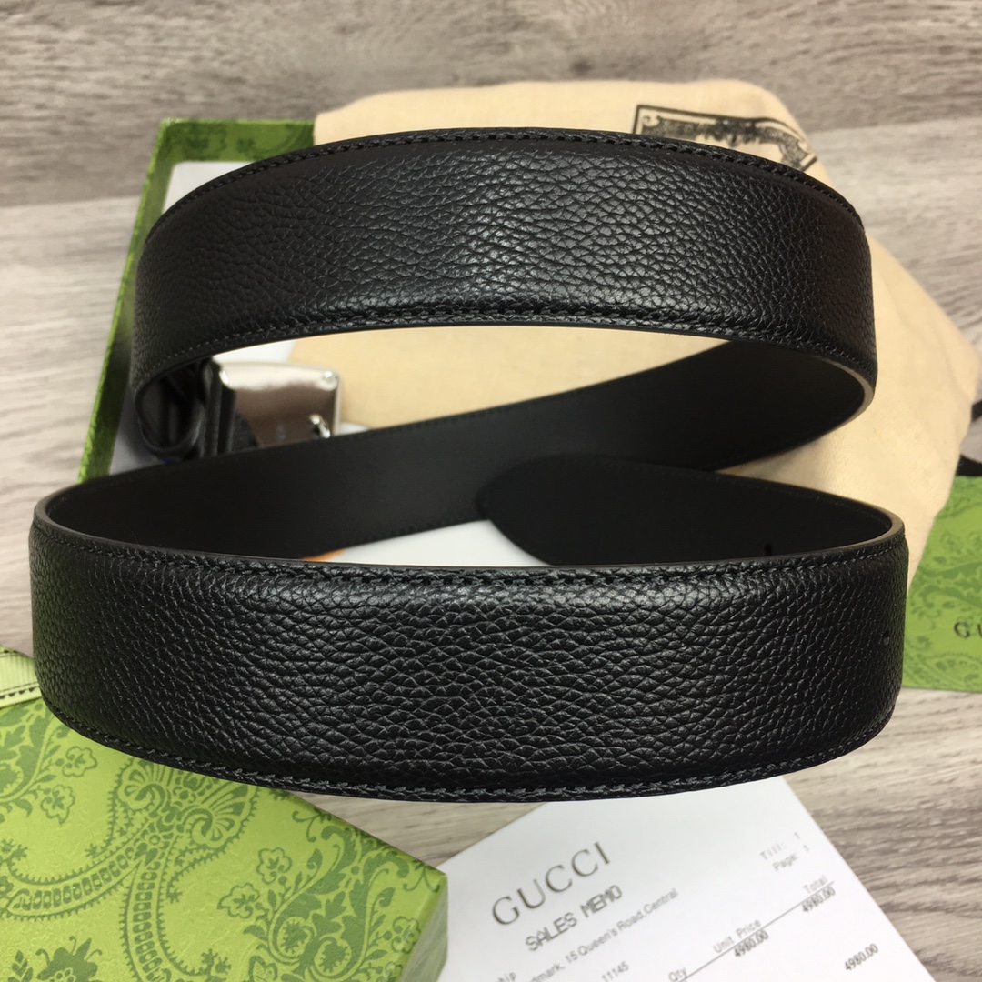 GU. 모노그램 1921 스퀘어 버클 블랙 벨트 3컬러 3.5cm