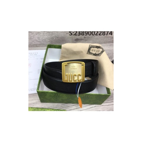 GU. 모노그램 1921 스퀘어 버클 블랙 벨트 3컬러 3.5cm