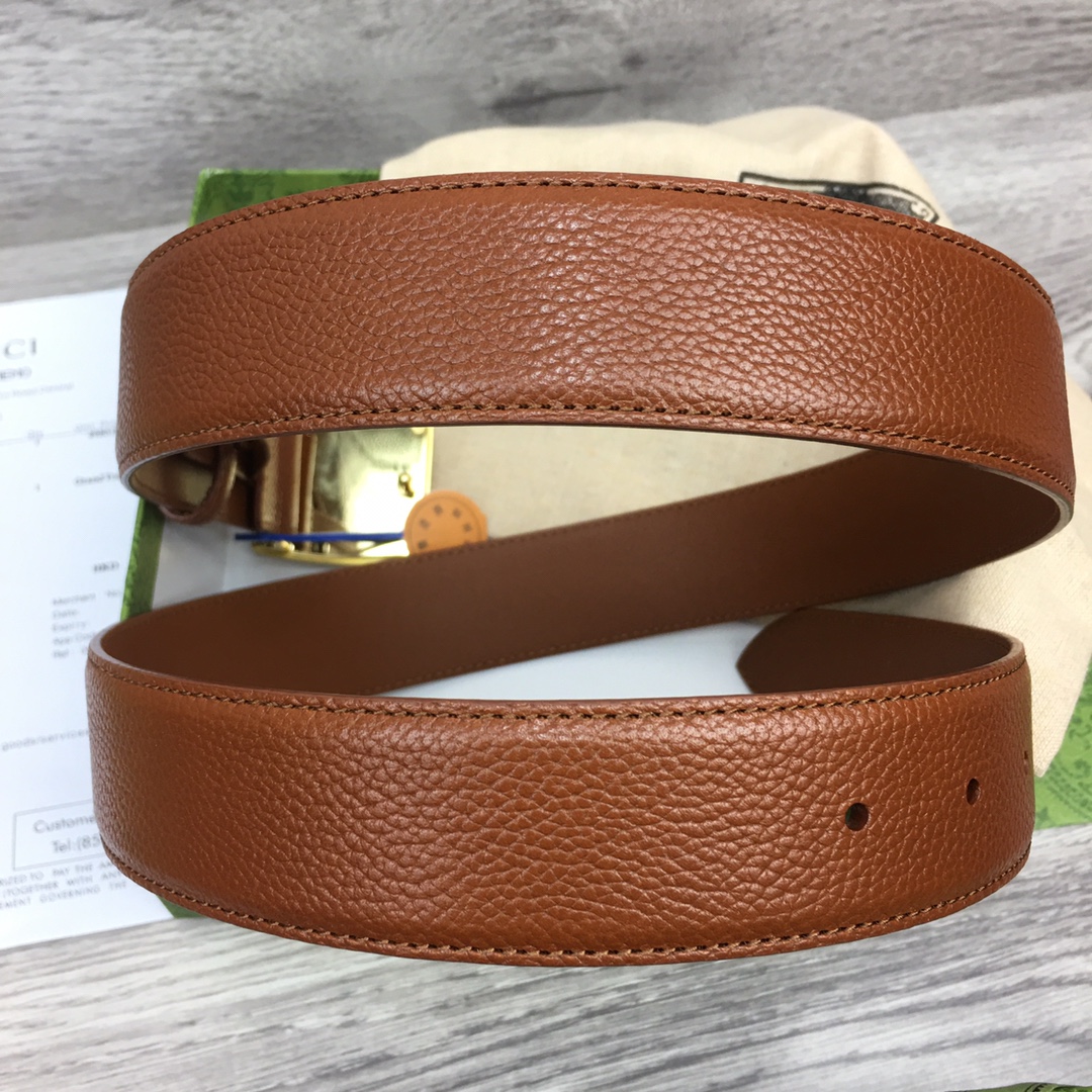 GU. 모노그램 1921 스퀘어 버클 브라운 벨트 3컬러 3.5cm
