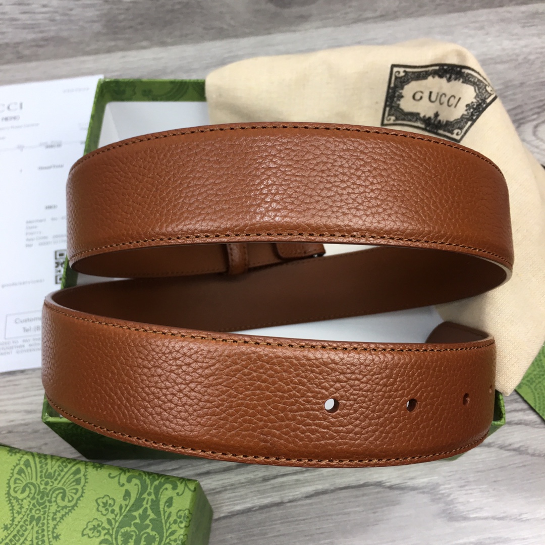 GU. 모노그램 1921 스퀘어 버클 브라운 벨트 3컬러 3.5cm
