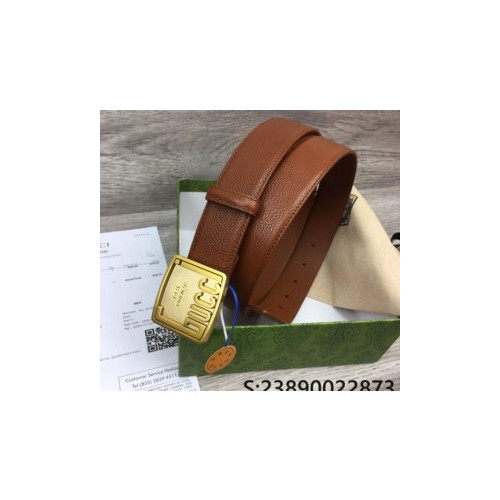 GU. 모노그램 1921 스퀘어 버클 브라운 벨트 3컬러 3.5cm