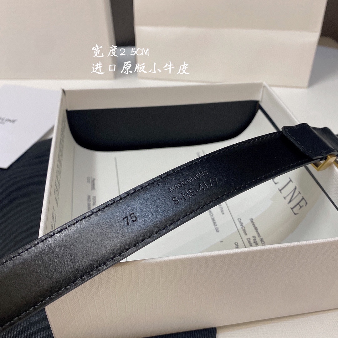 CE. 골드 트리오페 버클 블랙 벨트 2.5cm