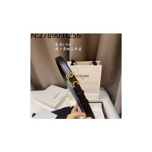 CE. 골드 트리오페 버클 블랙 벨트 2.5cm