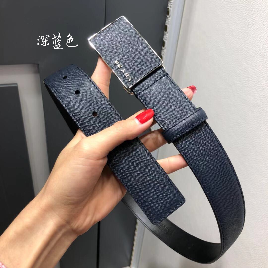 프라다 사피아노 벨트 2CM188 053 F0216 3.4cm 네이비