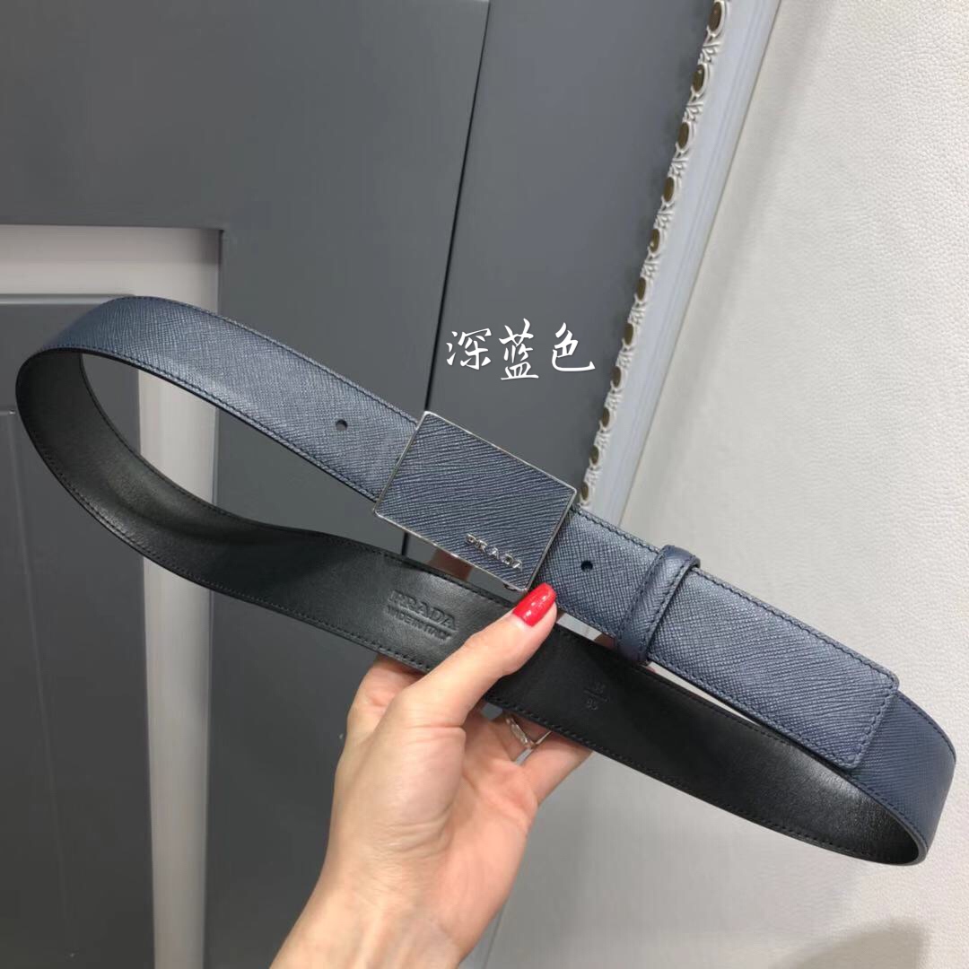 프라다 사피아노 벨트 2CM188 053 F0216 3.4cm 네이비