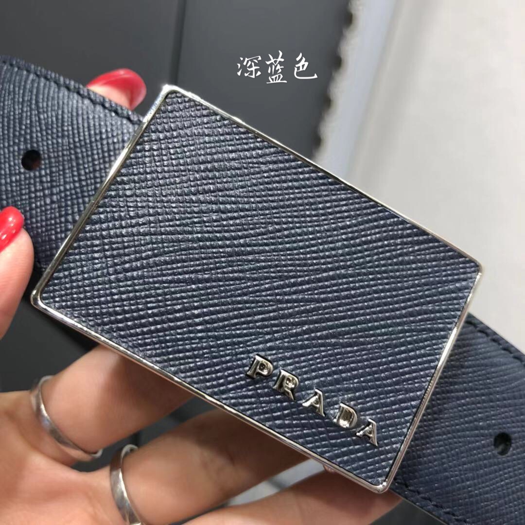 프라다 사피아노 벨트 2CM188 053 F0216 3.4cm 네이비