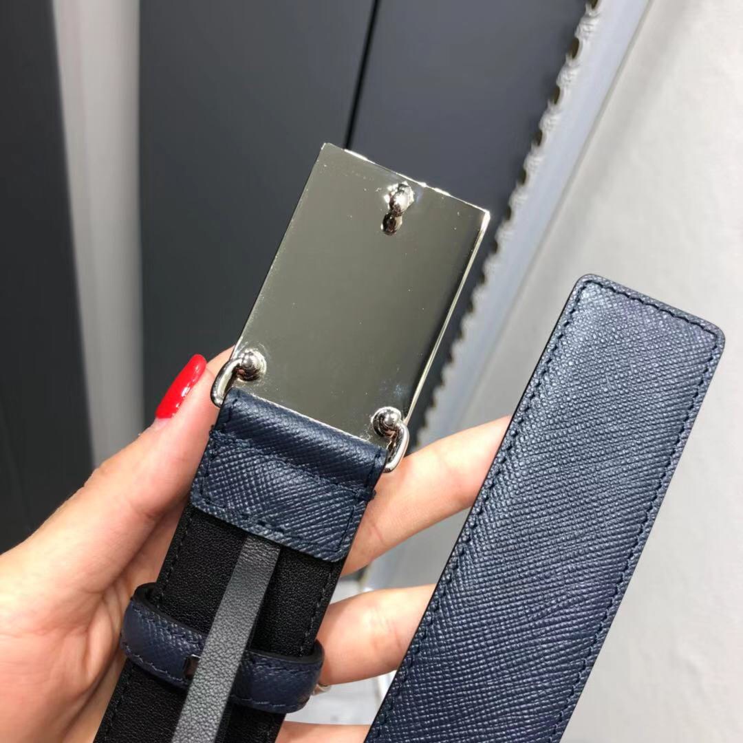 프라다 사피아노 벨트 2CM188 053 F0216 3.4cm 네이비