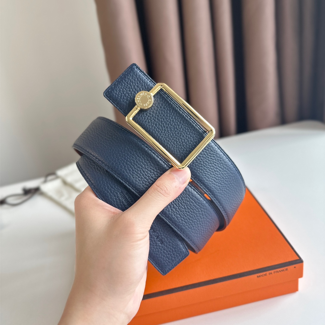 에르메스 오스카 버클 리버시블 레더 벨트 3.8cm 2컬러