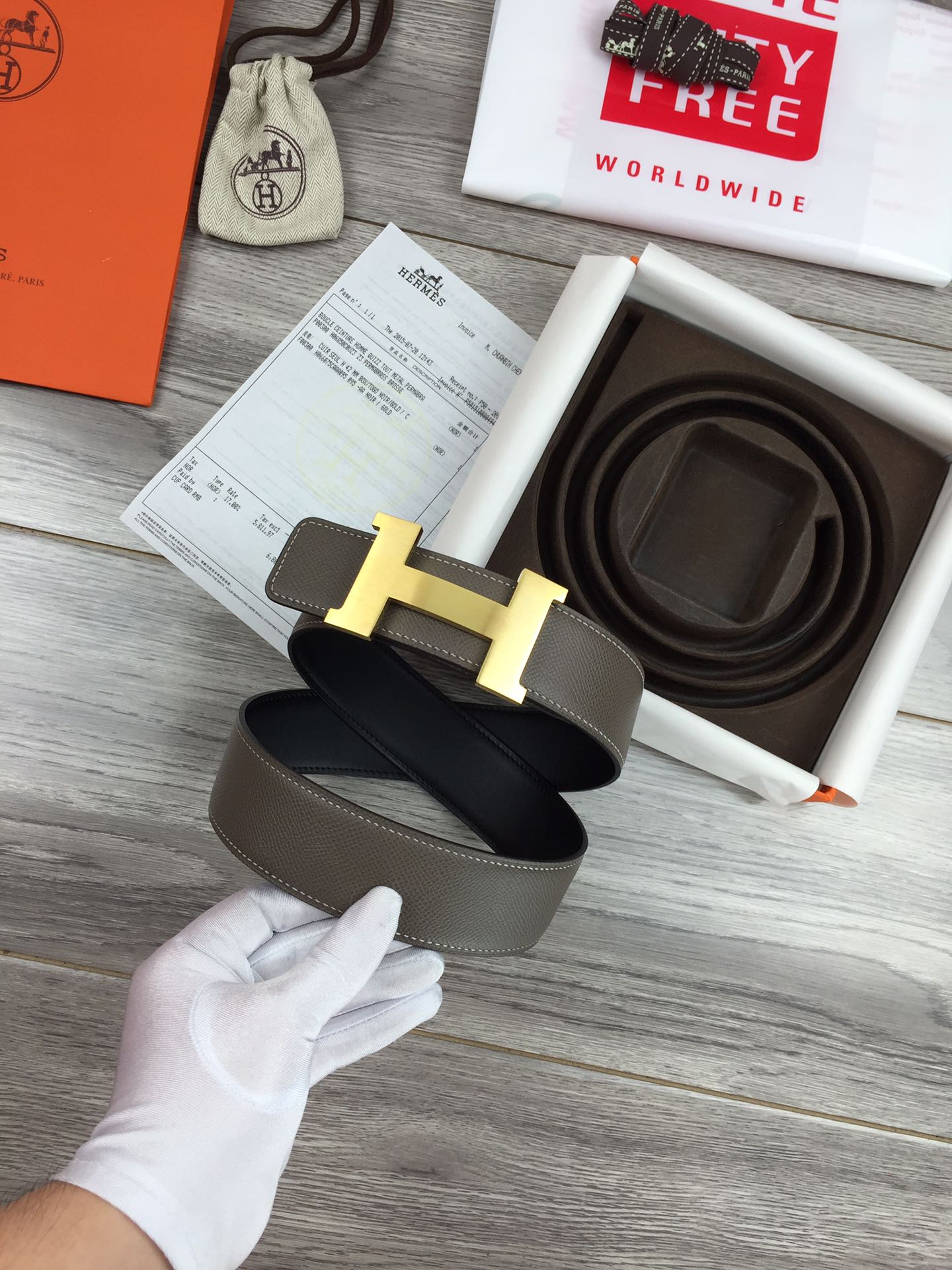 에르메스 Epcom가죽 골드 H버클 벨트 2컬러 38mm