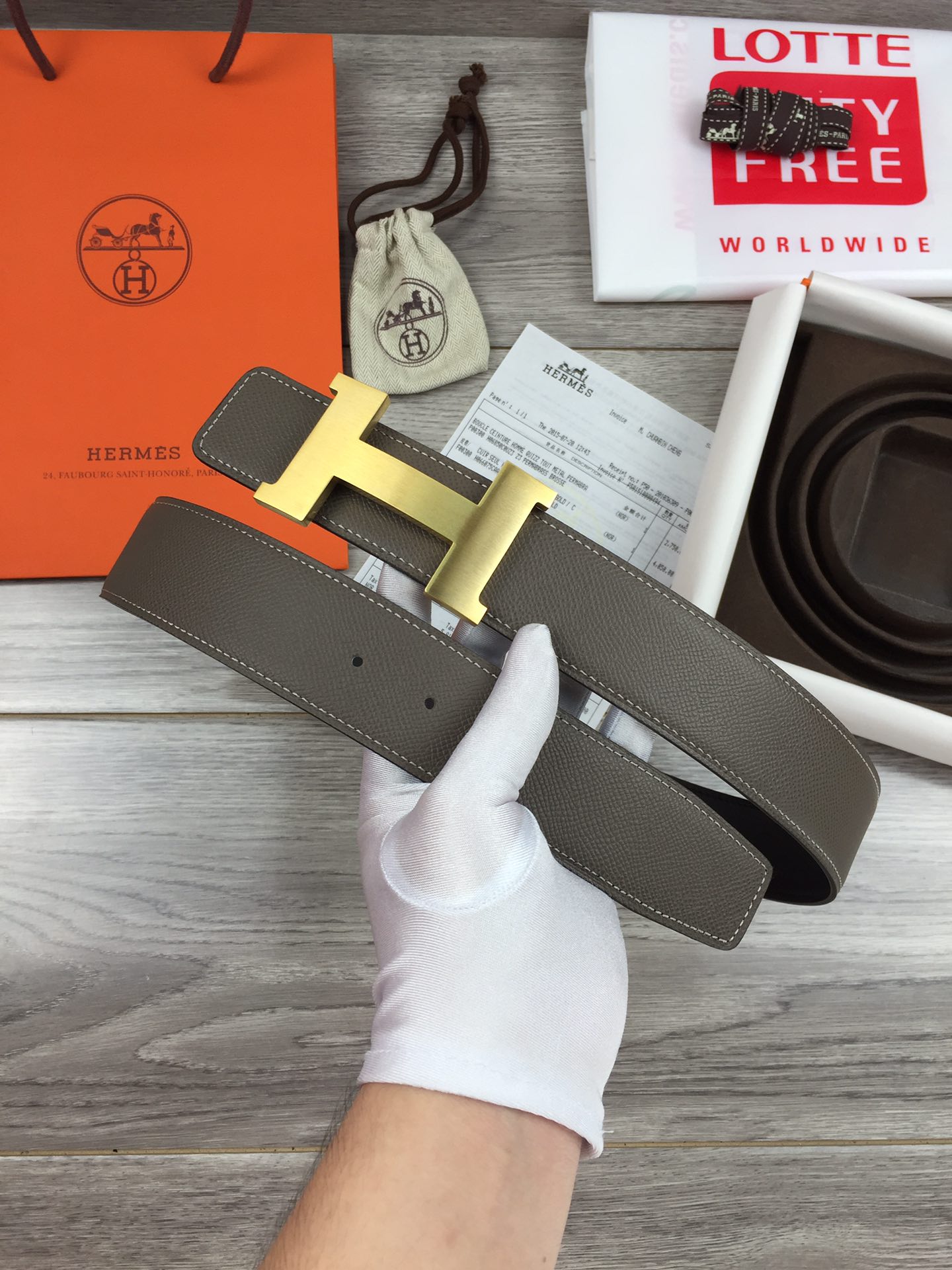 에르메스 Epcom가죽 골드 H버클 벨트 2컬러 38mm
