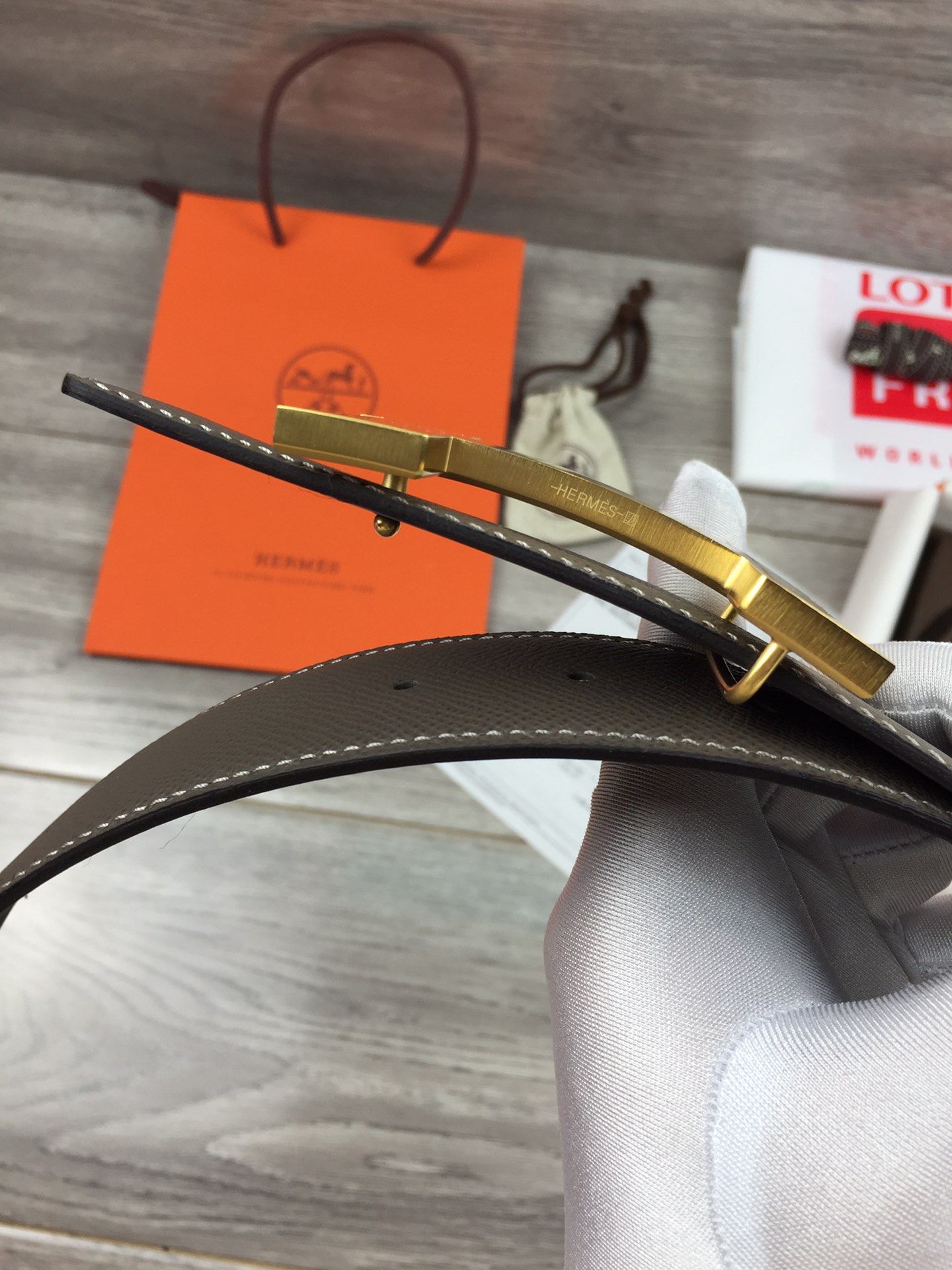 에르메스 Epcom가죽 골드 H버클 벨트 2컬러 38mm