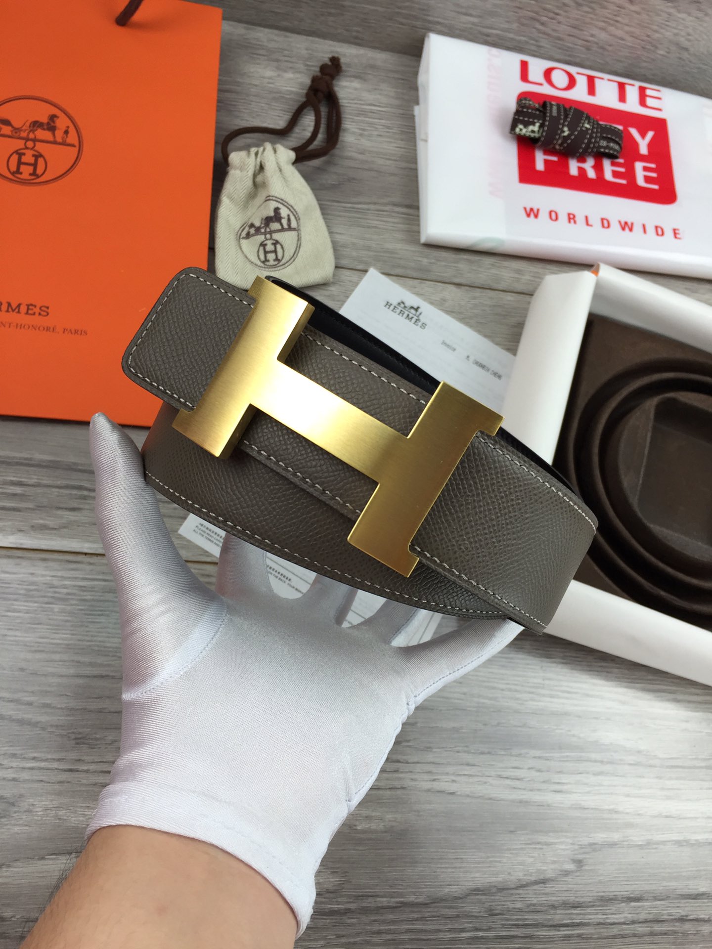 에르메스 Epcom가죽 골드 H버클 벨트 2컬러 38mm