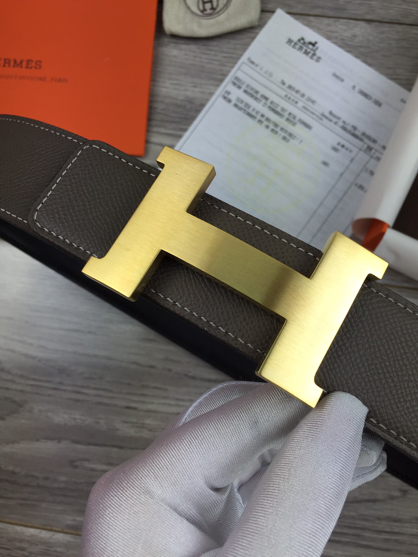 에르메스 Epcom가죽 골드 H버클 벨트 2컬러 38mm