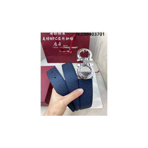 살바토레페라가모 엠보 로고 리버시블 레더 벨트 3.5cm 2컬러