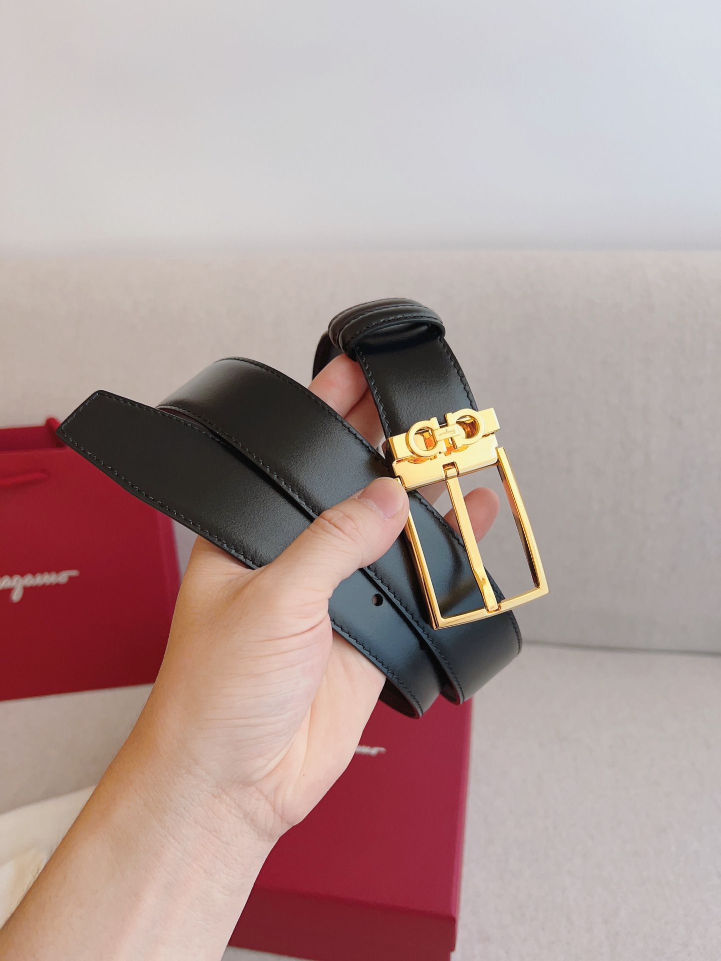 살바토레페라가모 모노그램 스퀘어버클 벨트 2컬러 3.5cm