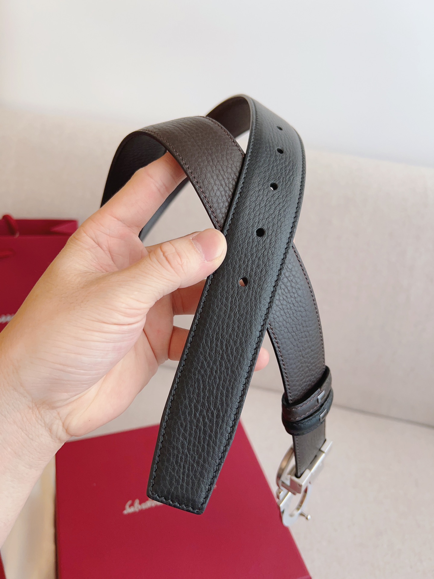 살바토레페라가모 모노그램 레더 벨트 2컬러 3.5cm