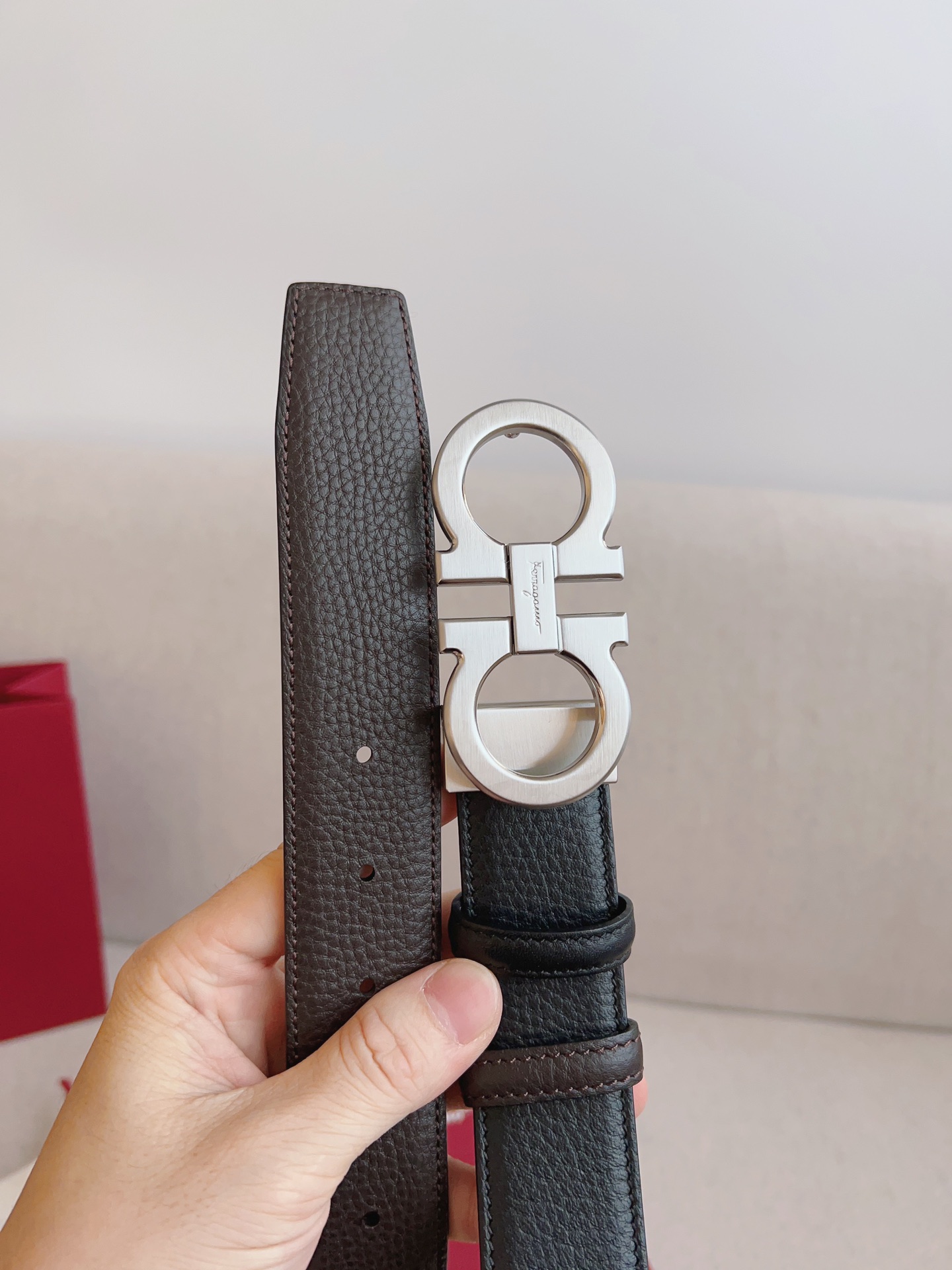 살바토레페라가모 모노그램 레더 벨트 2컬러 3.5cm