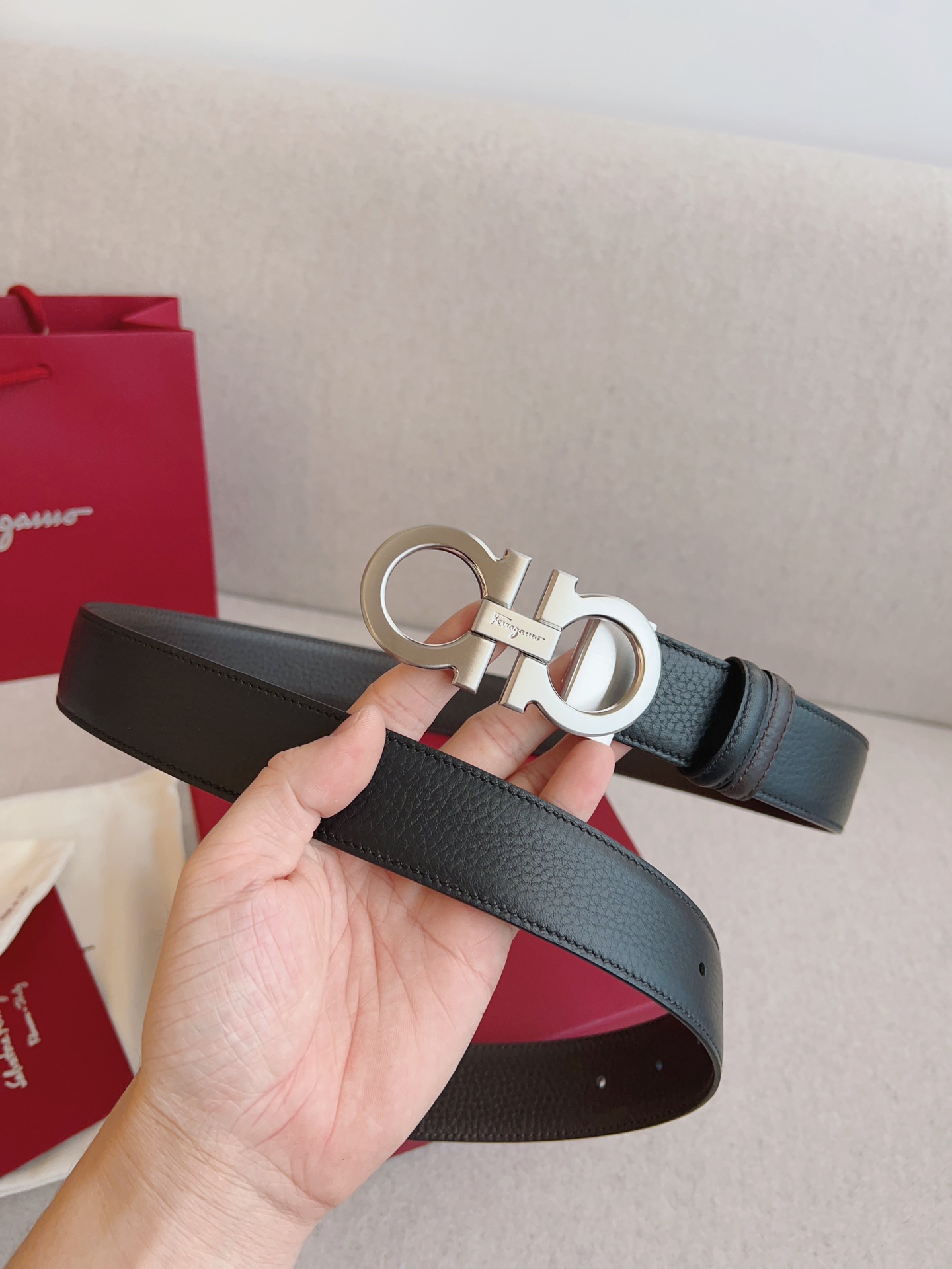 살바토레페라가모 모노그램 레더 벨트 2컬러 3.5cm