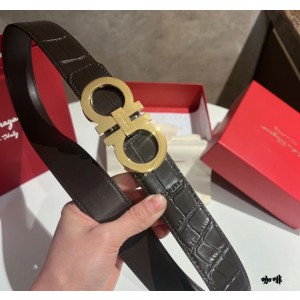 살바토레페라가모 레더 악어무늬 3.5cm 벨트 2컬러