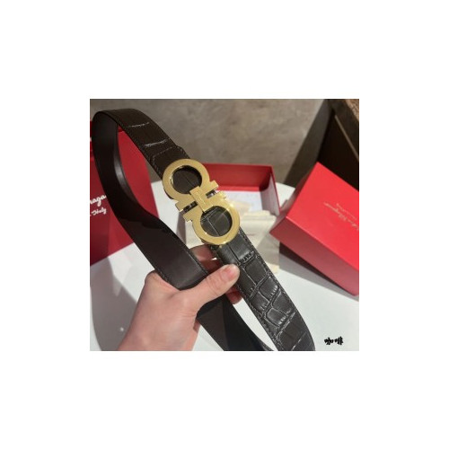 살바토레페라가모 레더 악어무늬 3.5cm 벨트 2컬러