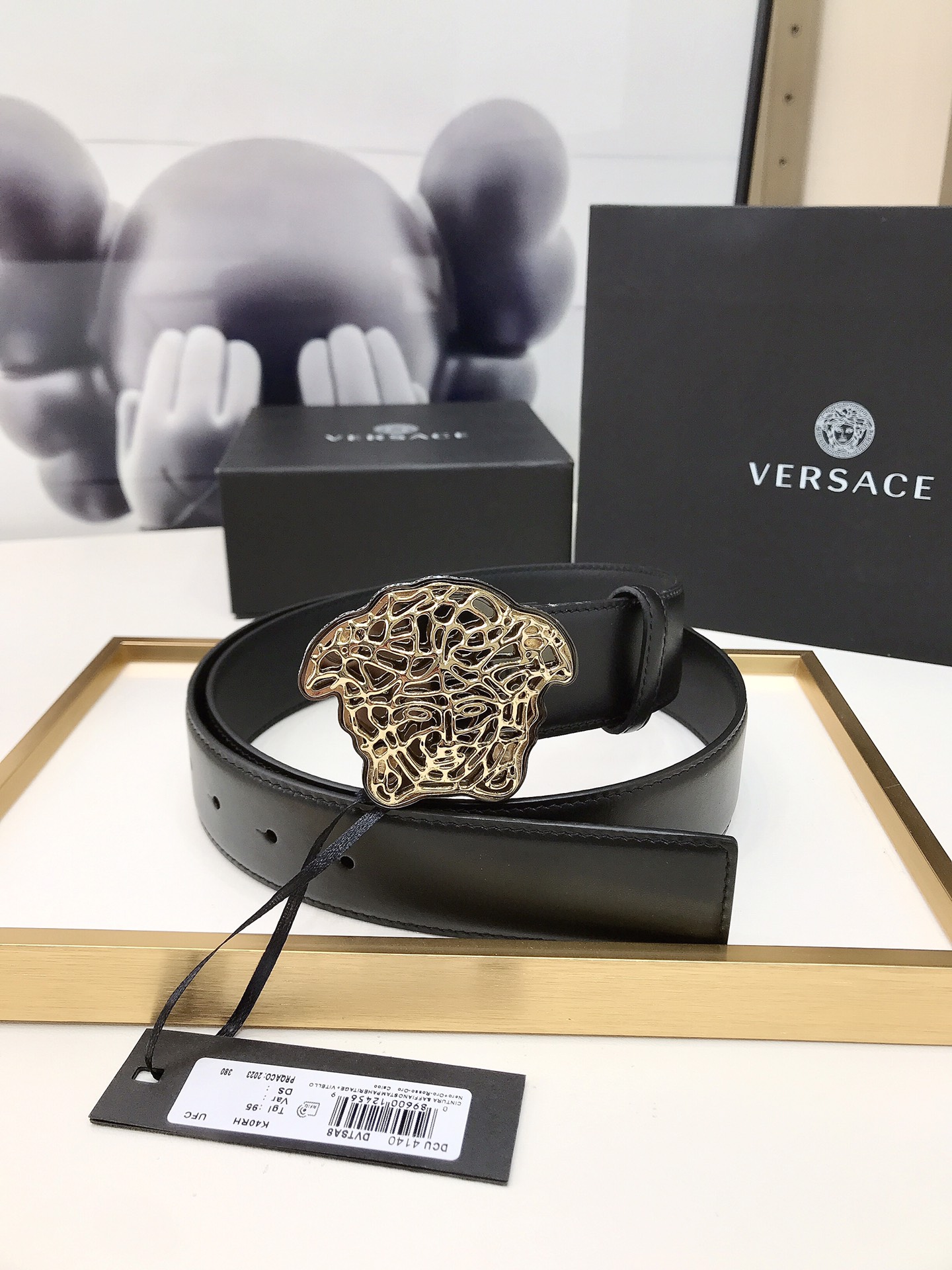 베르사체 Medusa 금장 벨트 4.0cm