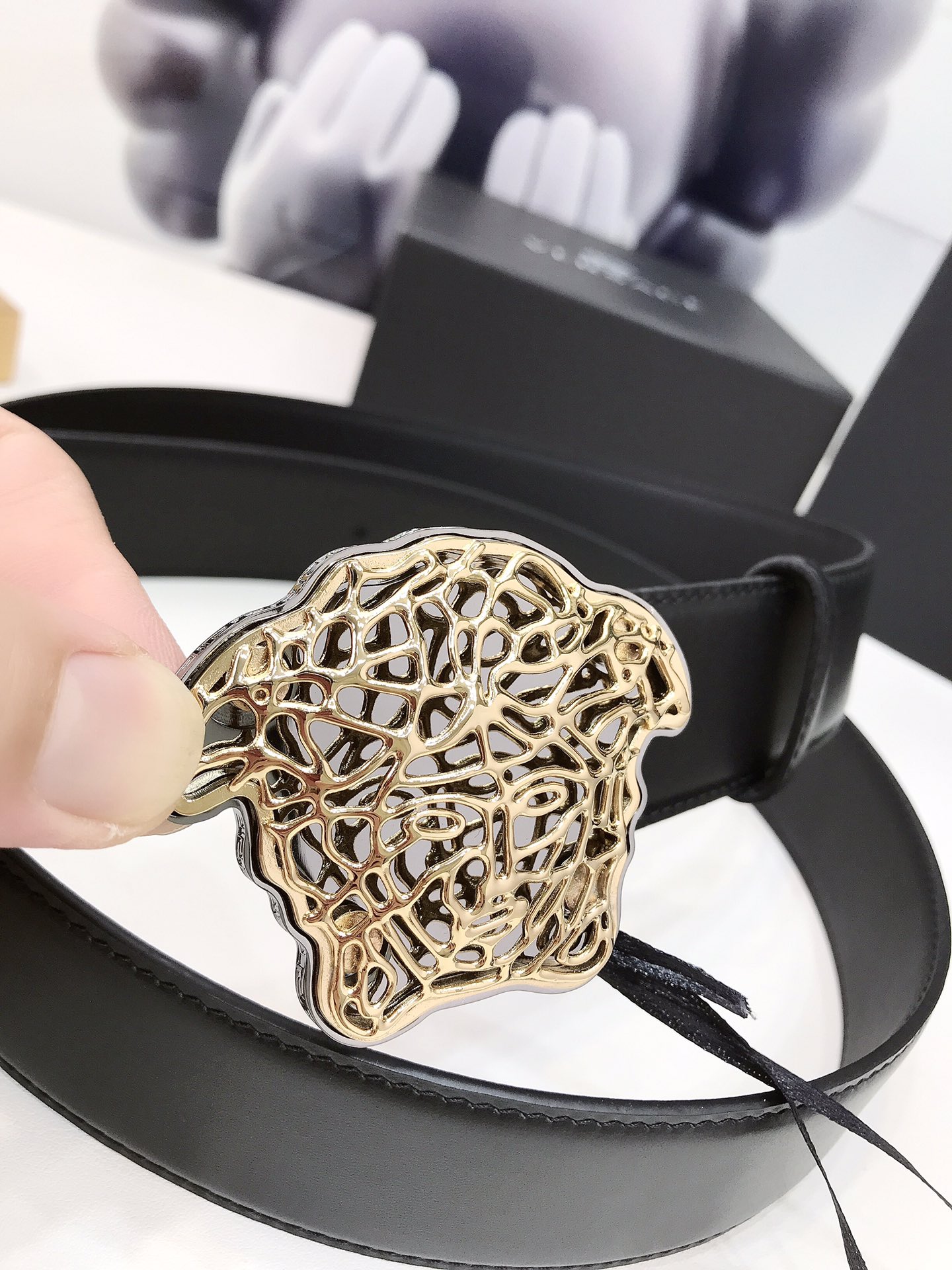 베르사체 Medusa 금장 벨트 4.0cm