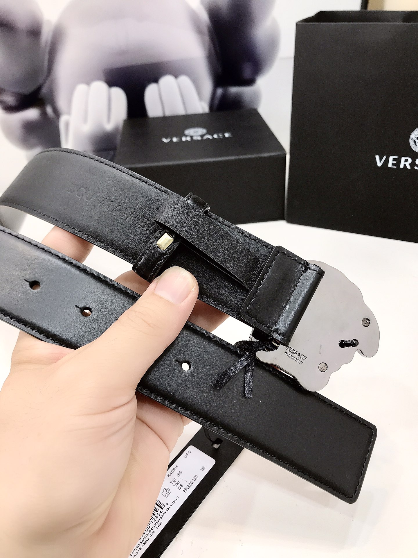 베르사체 Medusa 금장 벨트 4.0cm