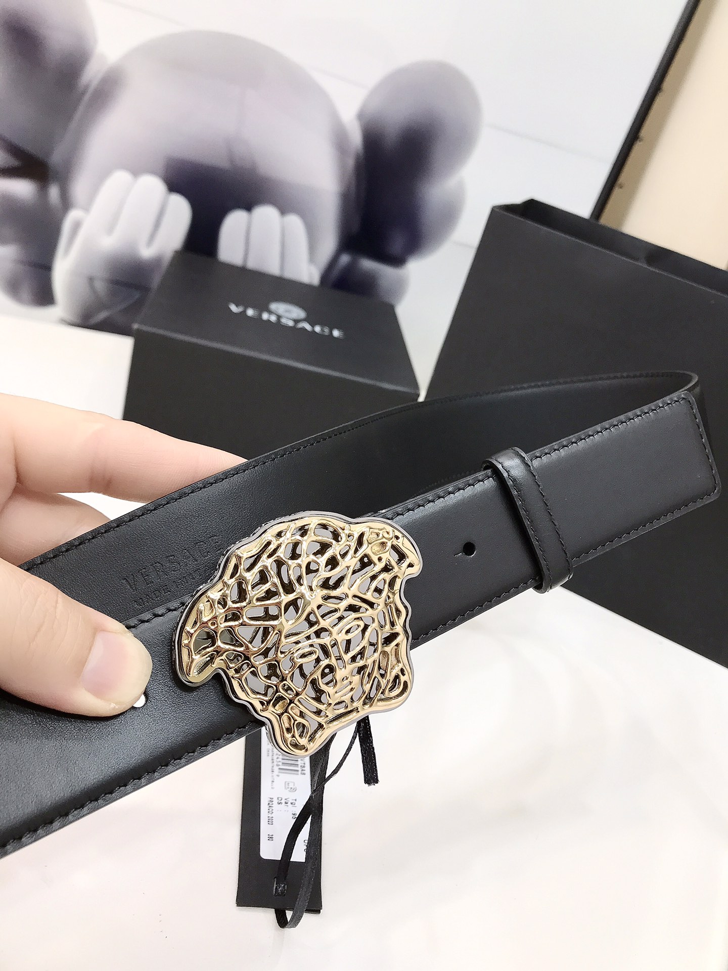 베르사체 Medusa 금장 벨트 4.0cm