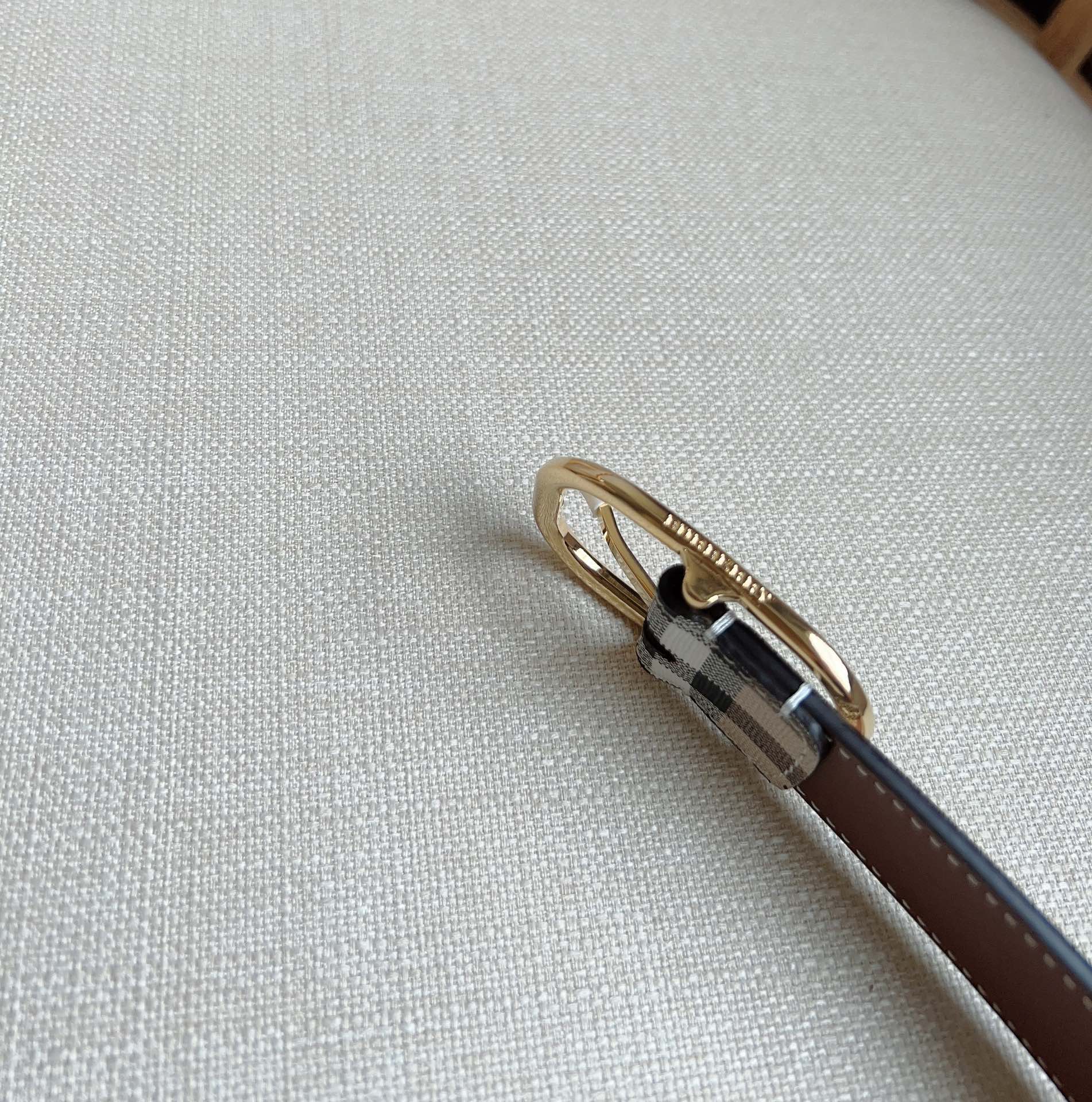 버*리 빈티지 체크 금장 벨트 3.0cm