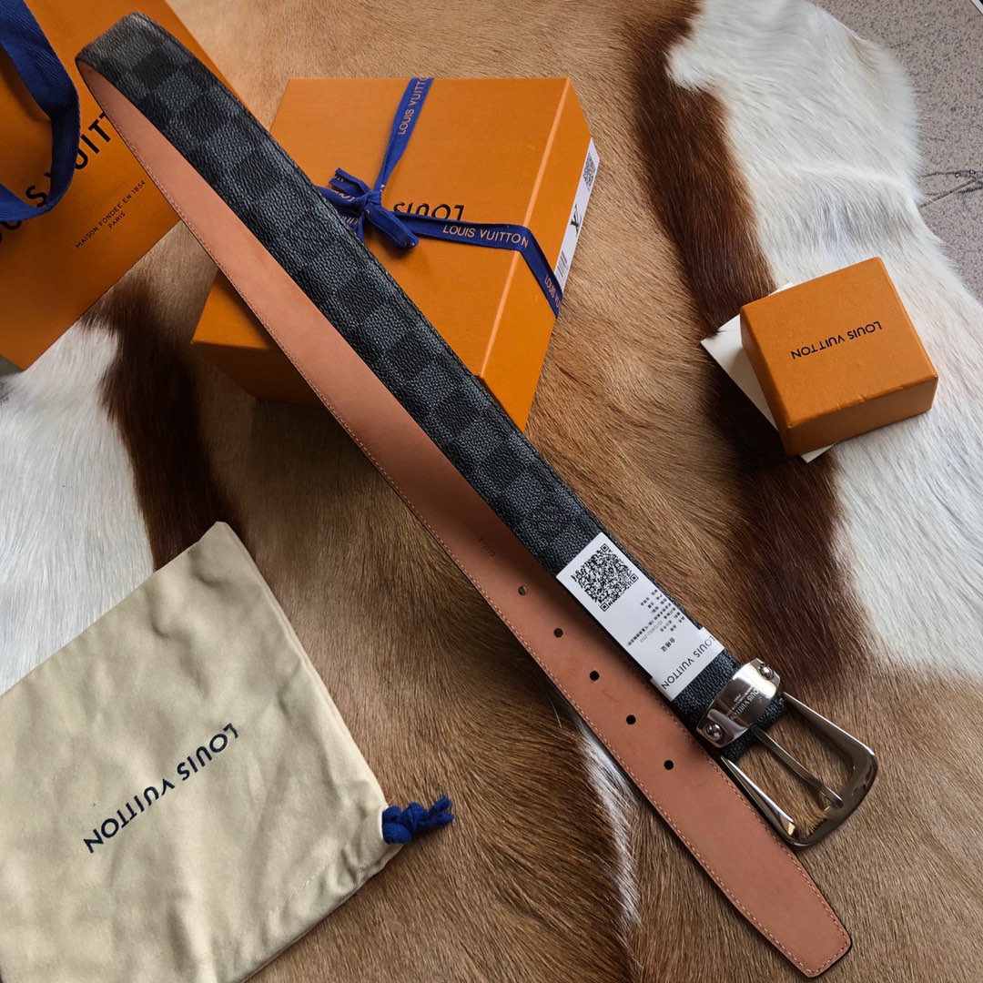 루이비통 체커보드 엘립스 벨트 블랙 M6919 3.5cm