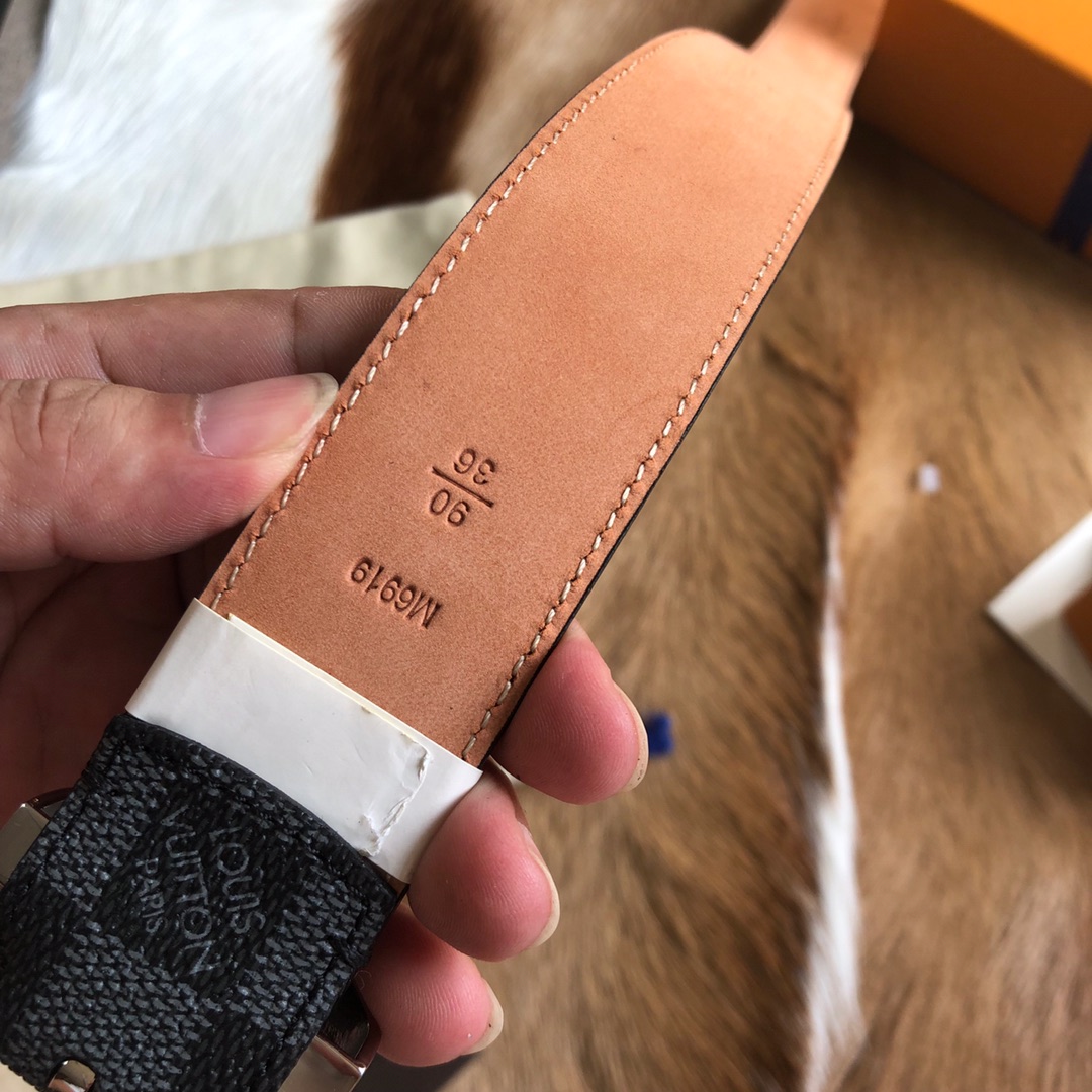 루이비통 체커보드 엘립스 벨트 블랙 M6919 3.5cm