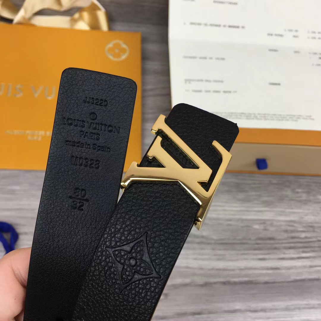 루이비통 여성용 모노그램 가죽 벨트 블랙 3cm