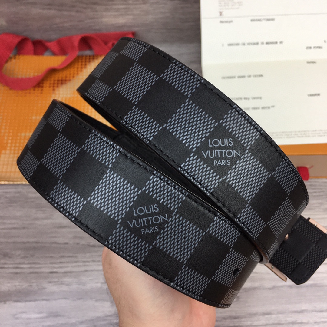 루이비통 삼색 LV로고 체커보드 벨트 4cm
