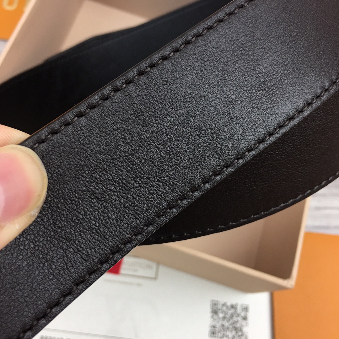 루이비통 레더 골드 버클 LV 각인 벨트 3.5cm 3컬러
